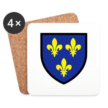 Blason Ile de France (T) - Dessous de verre (lot de 4) - blanc - Devant