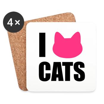 chat - Dessous de verre (lot de 4) - blanc - Devant