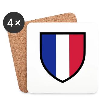 blason, écusson, drapeau France (T) - Dessous de verre (lot de 4) - blanc - Devant