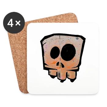 Tete de mort - Dessous de verre (lot de 4) - blanc - Devant