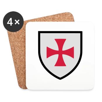 Blason croix de Malte (K) - Dessous de verre (lot de 4) - blanc - Devant