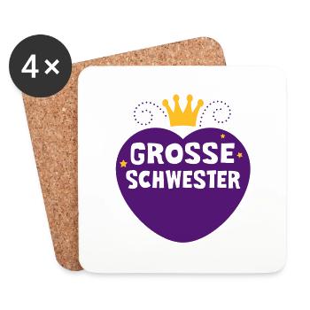 Grande soeur - 2C - frères et sœurs - Dessous de verre (lot de 4) - blanc - Devant