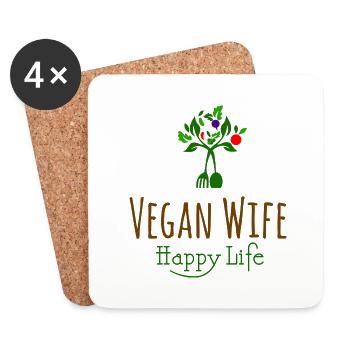 VEGANISCHE FRAU - Untersetzer (4er-Set) - Weiß - Vorne