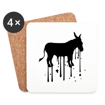 stamp drop color blob graffiti spray donkey p - Coasters (set of 4) - white - Front