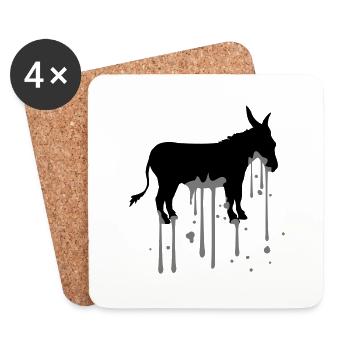 stamp drop color blob graffiti spray donkey p - Coasters (set of 4) - white - Front