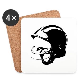 Casque F1 Pompier - Dessous de verre (lot de 4) - blanc - Devant