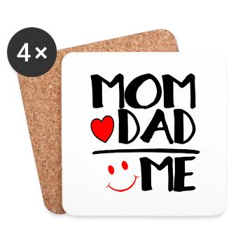 Mom + Dad = Me - Coasters (set of 4) - white - Front