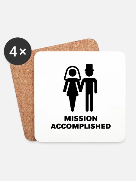 Mission Accomplished (Bridal Pair, Wedding / - Untersetzer (4er-Set) - Weiß