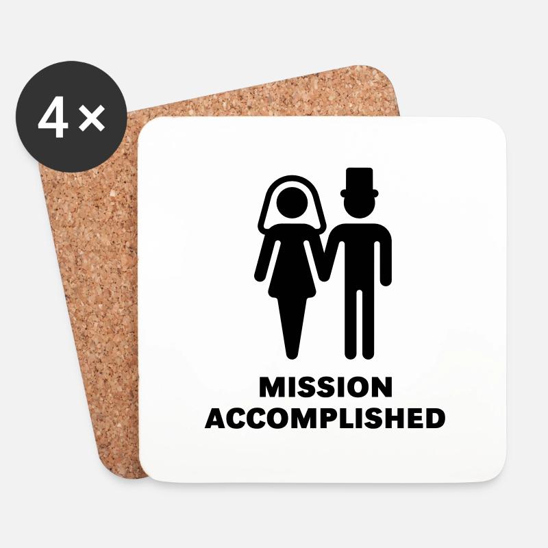 Mission Accomplished (Bridal Pair, Wedding / - Untersetzer (4er-Set) - Weiß
