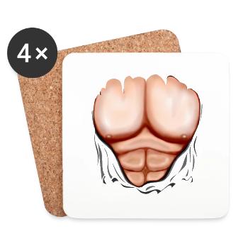 Ripped Muscles, six pack, chest T-shirt - Coasters (set of 4) - white - Front