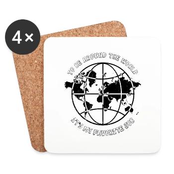autour du monde- noir - Dessous de verre (lot de 4) - blanc - Devant