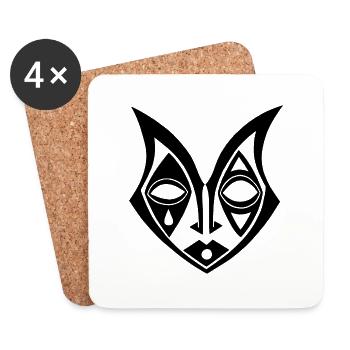 Maske Totem Harlekin Joker Spiel Karte Schwarz - Untersetzer (4er-Set) - Weiß - Vorne