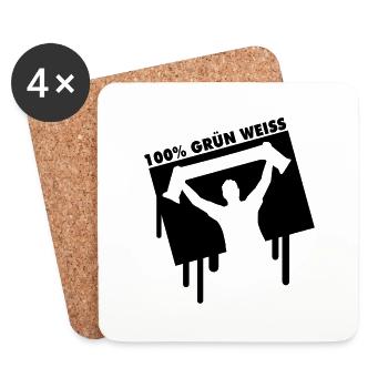 100_gruen_weiss__f1 - Coasters (set of 4) - white - Front