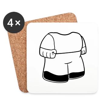 Corps nain petit visage tête comique drôle - Dessous de verre (lot de 4) - blanc - Devant