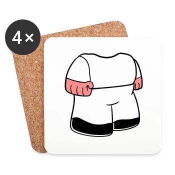 Corps nain petit visage tête comique drôle - Dessous de verre (lot de 4) - blanc - Devant