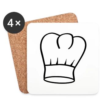 toque de cuisinier - Dessous de verre (lot de 4) - blanc - Devant