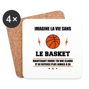 Imagine la vie,basket,cadeau basketteur,basketball - Dessous de verre (lot de 4) - blanc - Devant