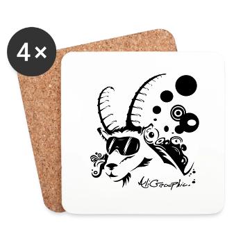 Bouquetin pro-rider - Dessous de verre (lot de 4) - blanc - Devant