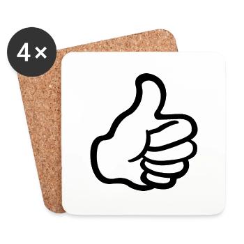 emoji pouce.png - Dessous de verre (lot de 4) - blanc - Devant
