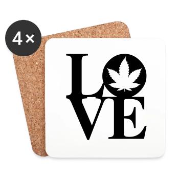 Cannabis Love Art - Dessous de verre (lot de 4) - blanc - Devant