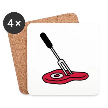 Barbecue Fork And Steak - Untersetzer (4er-Set) - Weiß - Vorne