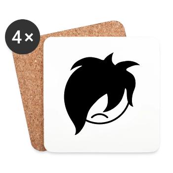 Trauriger Unglücklicher Emo Lange Schwarze Haare - Untersetzer (4er-Set) - Weiß - Vorne