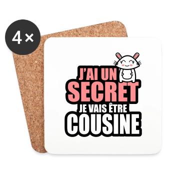 j'ai un secret je vais être cousine - Dessous de verre (lot de 4) - blanc - Devant
