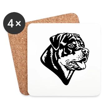 568 Rottweiler Rüde - Untersetzer (4er-Set) - Weiß - Vorne