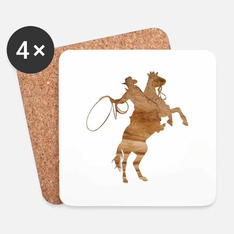 Westernreiten Reining Reiter Pferdeliebe Geschenk - Untersetzer (4er-Set) - Weiß