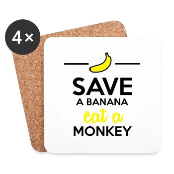 Essen Affen & Bananen - Save a Banana eat a Monkey - Untersetzer (4er-Set) - Weiß - Vorne