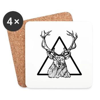Cerf - Dessous de verre (lot de 4) - blanc - Devant