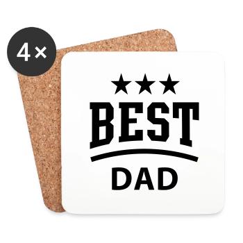 BEST DAD 3 Star - Untersetzer (4er-Set) - Weiß - Vorne