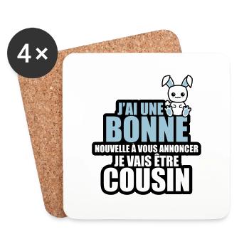 bonne nouvelle à vous annoncer je vais être cousin - Dessous de verre (lot de 4) - blanc - Devant