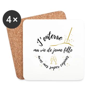 Enterrement vie de jeune fille EVJF - Dessous de verre (lot de 4) - blanc - Devant