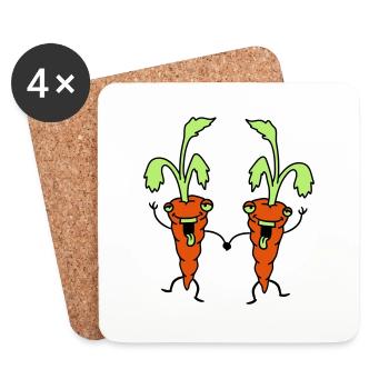Amis de carottes carottes équipe comique, drôle - Dessous de verre (lot de 4) - blanc - Devant