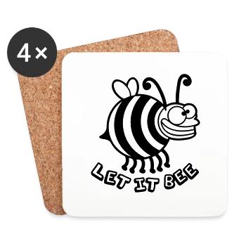 Dicke Verrückte Biene Let It Bee - Untersetzer (4er-Set) - Weiß - Vorne