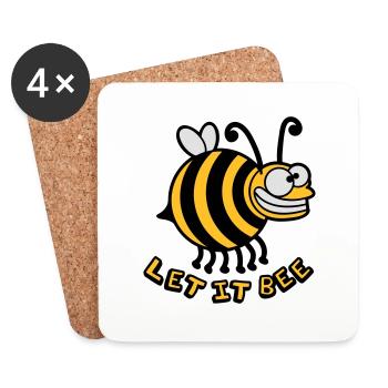 Dicke Verrückte Biene Let It Bee - Untersetzer (4er-Set) - Weiß - Vorne