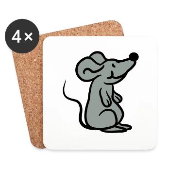 Kleine süße niedliche Maus - Untersetzer (4er-Set) - Weiß - Vorne