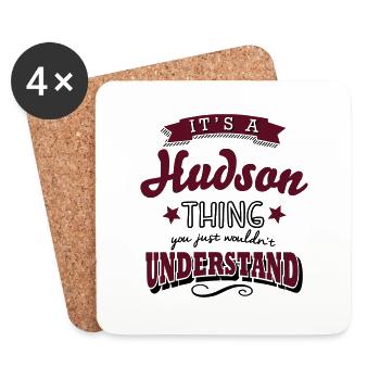 its a hudson name surname thing - Coasters (set of 4) - white - Front