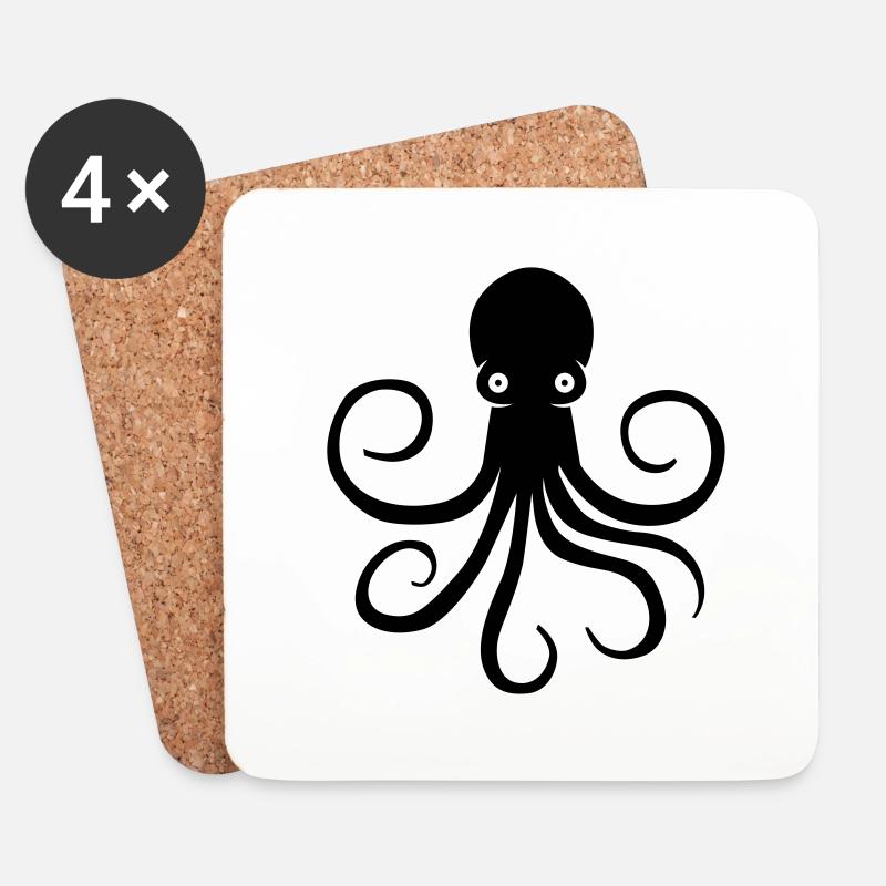 Octopus - Coasters (set of 4) - white