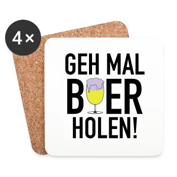 Bier holen 3c - Untersetzer (4er-Set) - Weiß - Vorne