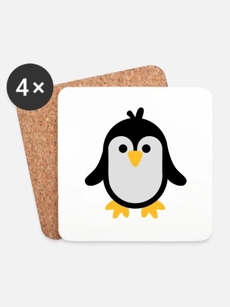 Pinguin - Untersetzer (4er-Set) - Weiß