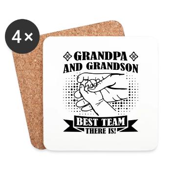 Grandpa And Grandson Best Team - Untersetzer (4er-Set) - Weiß - Vorne