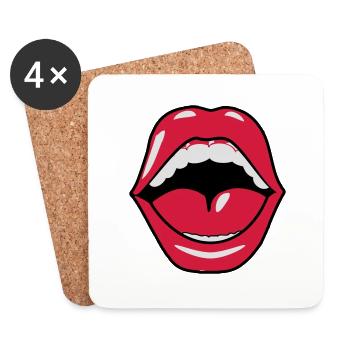 mouth teeth tongue call - Coasters (set of 4) - white - Front