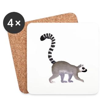 Lemurien / Lemur 01 - Dessous de verre (lot de 4) - blanc - Devant