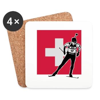 Biathlon - Langlauf -Schweiz - swiss - Untersetzer (4er-Set) - Weiß - Vorne