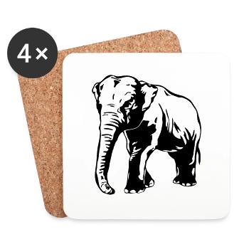 Elefant - Elephant - Untersetzer (4er-Set) - Weiß - Vorne