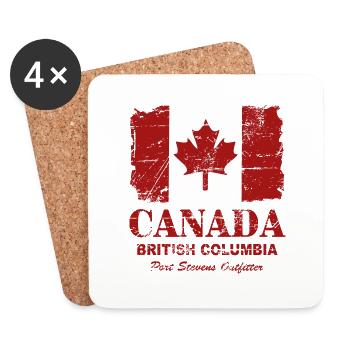 Canada Flag - Vintage Look - Dessous de verre (lot de 4) - blanc - Devant