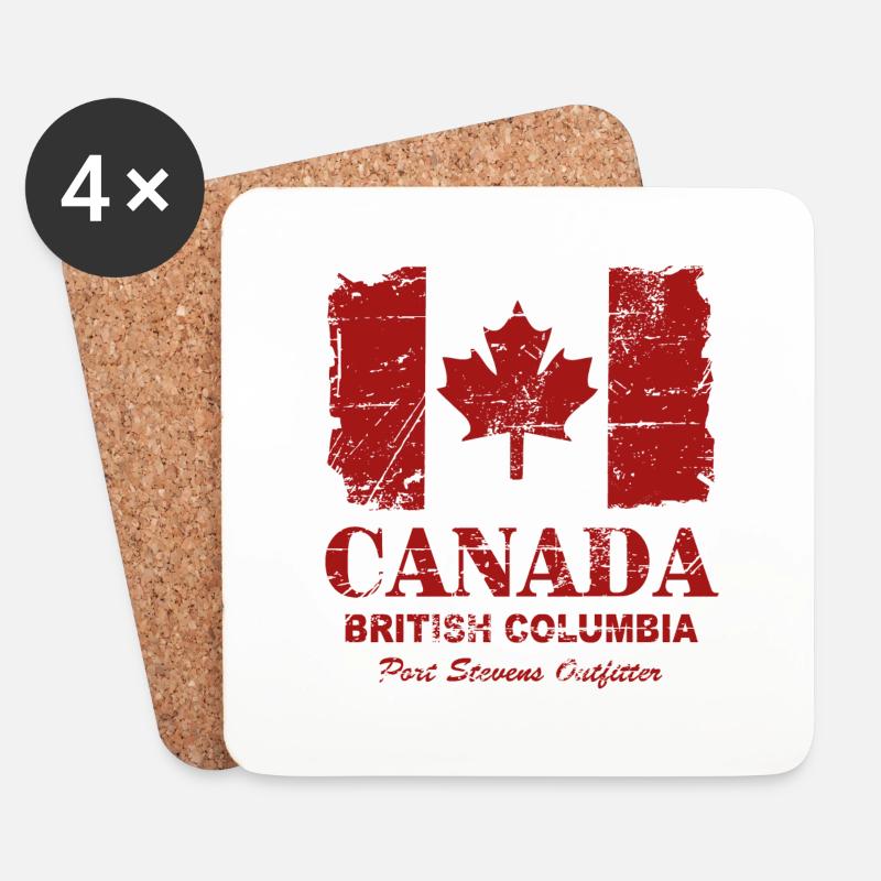 Canada Flag - Vintage Look - Untersetzer (4er-Set) - Weiß