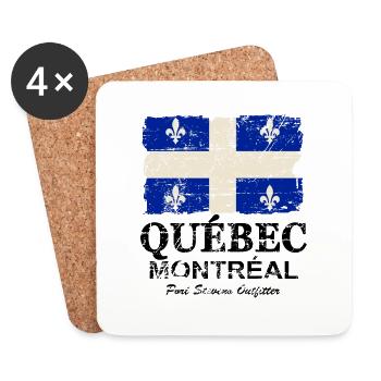 Québec Flag - Canada - Vintage Look - Untersetzer (4er-Set) - Weiß - Vorne